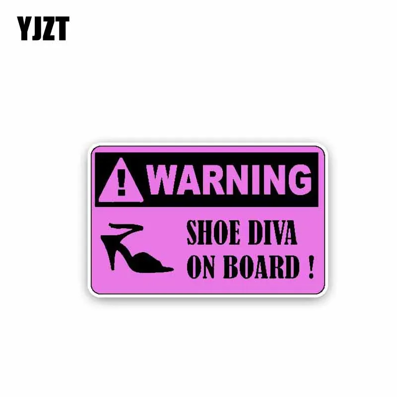 

YJZT 13.3CM*8.5CM WARNING SHOE DIVA ON BOARD PVC Decal Car Sticker 12-40388