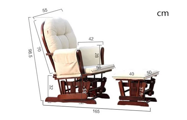 Деревянное кресло-качалка и пуфик мебель для гостиной современная эргономичная мягкая большая коричневая качалка Детский стул для кормления ребенка