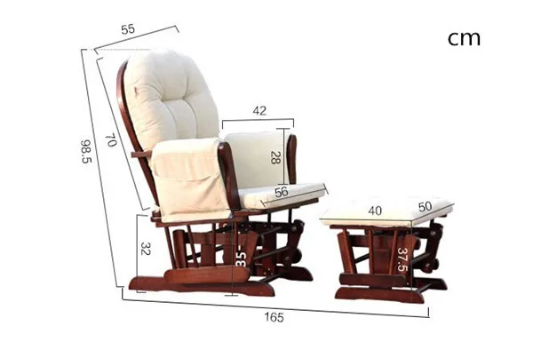Cheap Wood Rocking Chair Rocker And Ottoman Living Room Furniture Modern Ergonomic Cushioned Large Brown Rocking Chair Feeding Baby 0