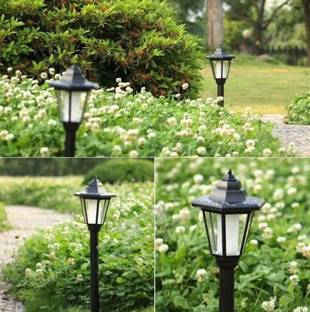 

UK Auto Outdoor Garden LED Solar Power Path Cited Light Landscape Lamp Post Lawn