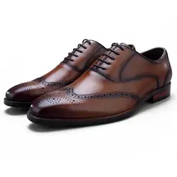 Высокое качество; цвет черный, коричневый; свадебные модельные туфли; Мужская обувь для выпускного вечера; Оксфордский бизнес-обувь из