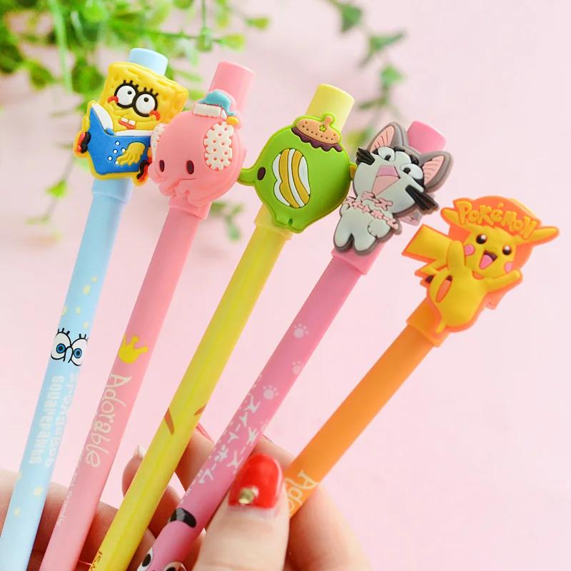 Korea stationery cute cartoon 10pcs gel pens 0.38mm Creative signature pen black school supplies free shipping