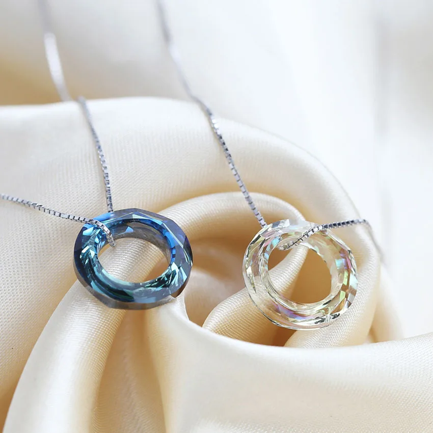 

Cute Necklace and Round Magic Sweet Love Pendant Colar Necklace Women's Pendant Silver 925 Jewelery Collier Blue Zircon