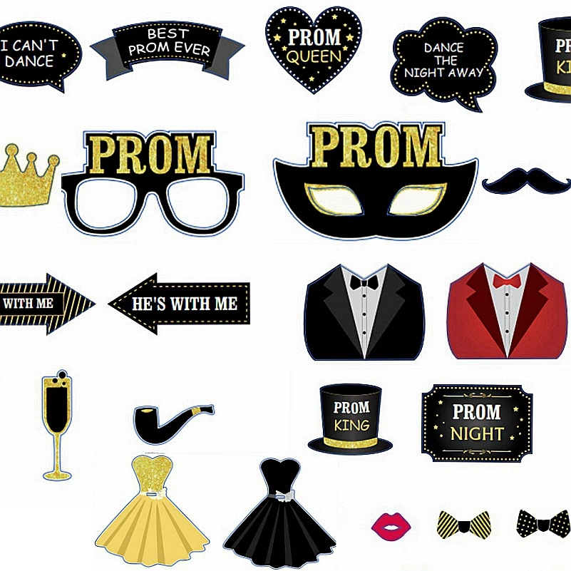 23pc Prom Photo Booth Props Kit Prom Selfie Props Prom Signs High