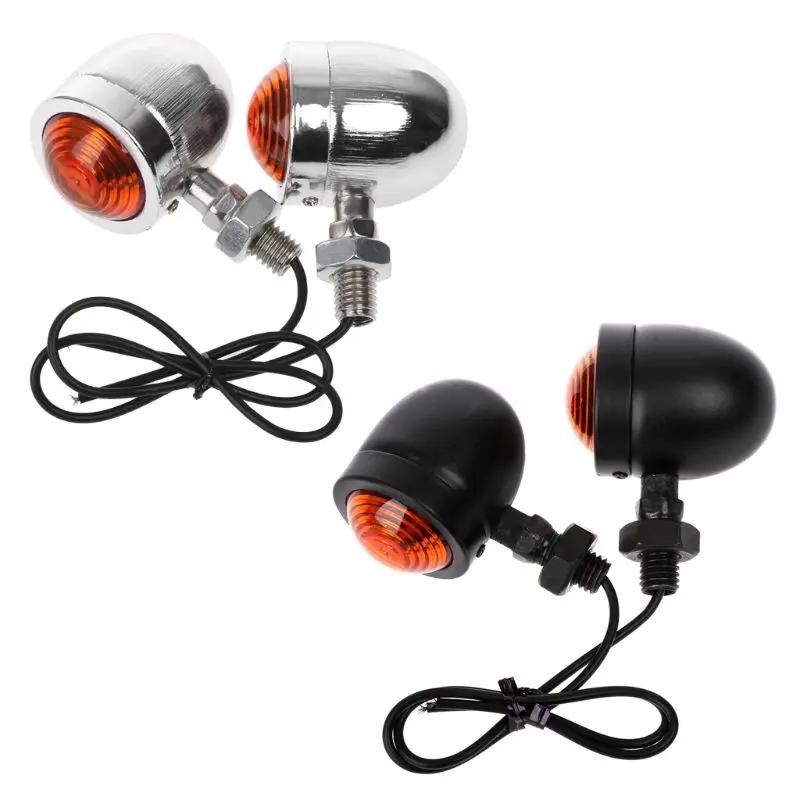 1 Pair Motorcycle Turn Signal Indicator Light Amber Motorbike Blinker Headlight 12v lamp Bullet Chrome M77 | Автомобили и
