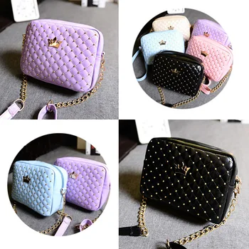 

1Pcs Rivet Chain New Handbags 2017 High Quality Ladies Shoulder Bag Crossbody Bag PU Leather