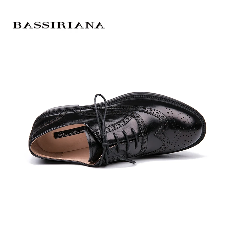 BASSIRIANA/ модная женская обувь из натуральной кожи Брендовая женская обувь из кожи Повседневное Дизайн Для женщин s черная обувь на плоской подошве и красное вино