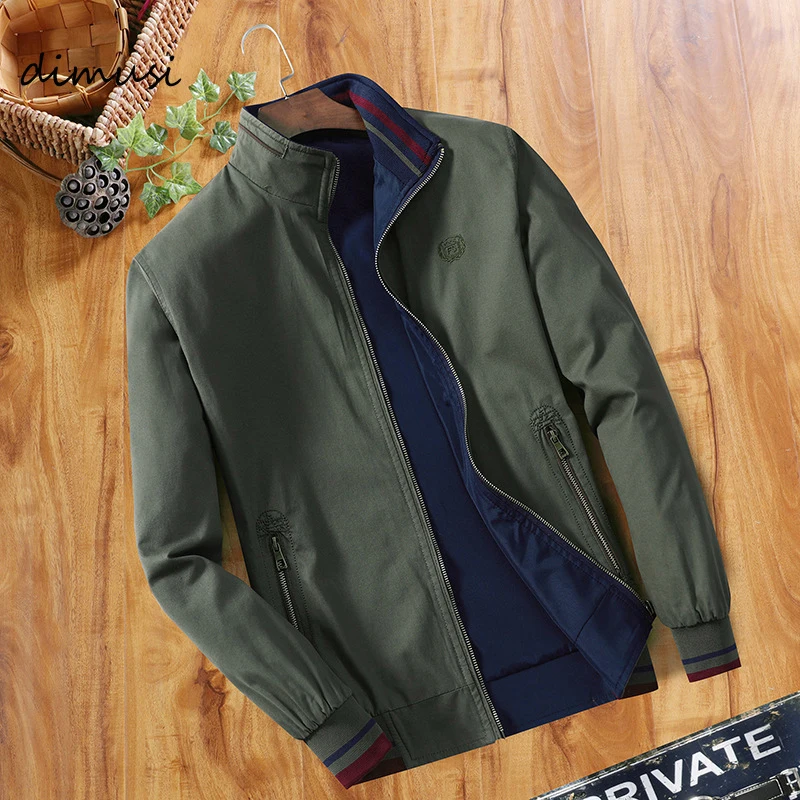 

DIMUSI Spring Mens Bomber Jackets Fashion Men Outwear Windbreaker Stand Collar Jacket Man Slim Baseball Reversible Clothing