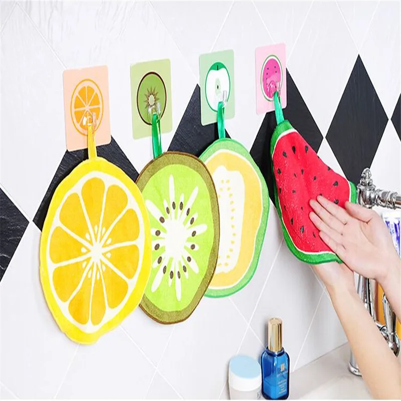 

New Lovely Fruit Print Hanging Kitchen Hand Towel Quick-Dry Cleaning Rag Dish Cloth Wiping Napkin Microfiber Towels