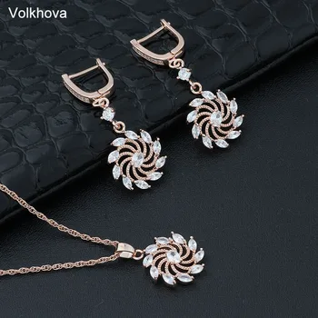 

Volkhova korean Fashionable vintage cute web celebrity contracted long style temperament flower round CZ earrings for women