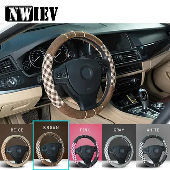 

38cm Flax Car Styling Steering Wheel Cover For Honda Civic Fit Accord Jaguar Mitsubishi lancer asx Renault Megane 2 Duster Logan