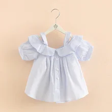 Новое поступление года; модные летние блузки с короткими рукавами для девочек; блузки на подтяжках для девочек; детские летние рубашки с короткими рукавами