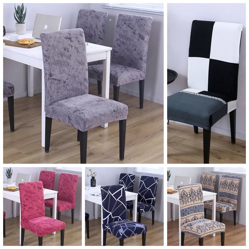 

Party Dining Chair Covers Spandex With Backrest Modern Pattern Elastic Hotel Banquet Wedding Chair Slipcovers Capa Para Cadeira