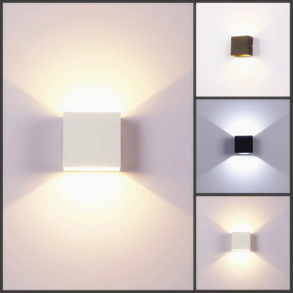 

European Art LED Aluminium Wall Light Square Light Fixtures Wall Lamp Bedroom Wall Sconce Lights Bathroom Wall Candlle Lights