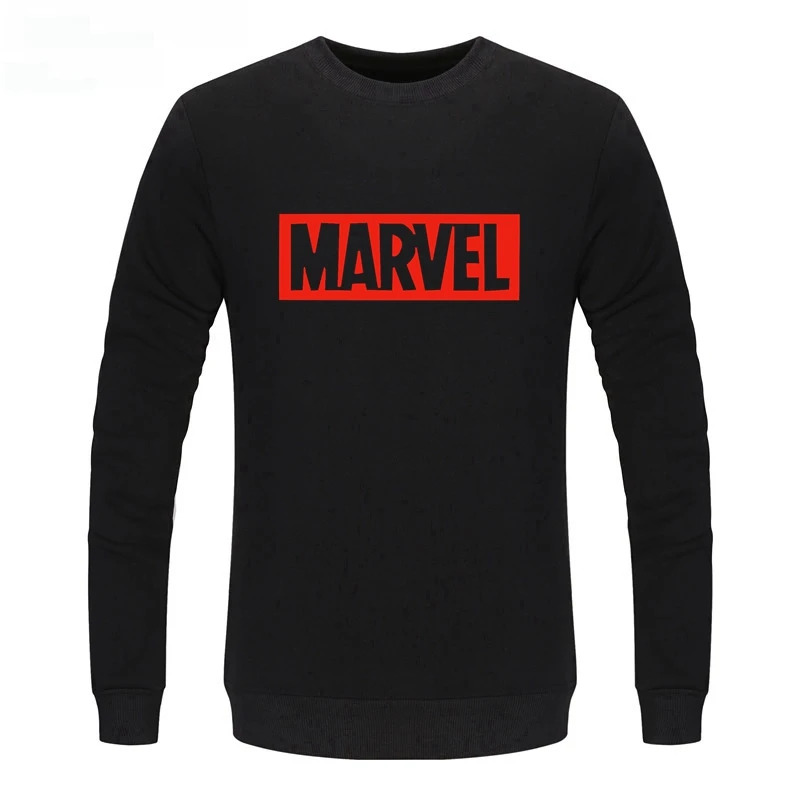 2017 New Marvel Letter Print Black Sweatshirt Men Hoodies Fashion Solid Hoody Men Pullover Men's Tracksuits male coats