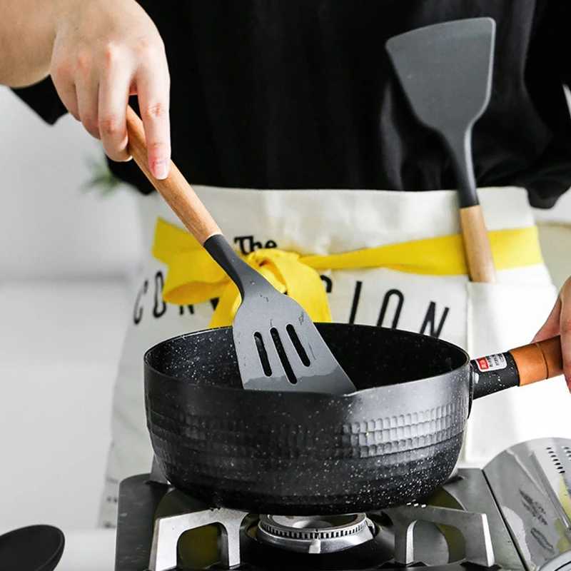 8 Piece Silicone Cooking Utensils Set Silicone Spatula Slotted Turner Soup Spoon Ladle Kitchen Cooking Tool Set With Wood Handle 8 Piece Silicone Cooking Utensils Set Silicone Spatula Slotted Turner Soup Spoon Ladle Kitchen Cooking Tool Set With Wood Handle