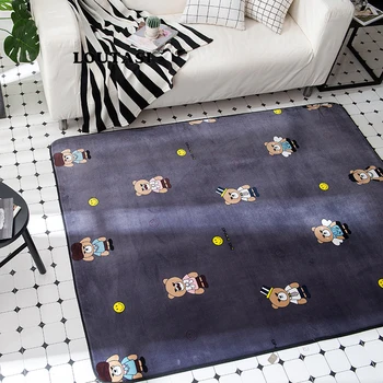 

LOUTASI Nordic Style Bear Printed Carpet Anti-Slip Floor Rug Bath Mat Baby Playing Carpets for Living Room Indoor Bedroom Rugs