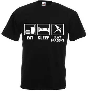 

Eat Sleep Slay Dragons, Skyrim inspired Men's Printed T-Shirt Casual Cotton Tee Cool Casual pride t shirt men Unisex Fashion