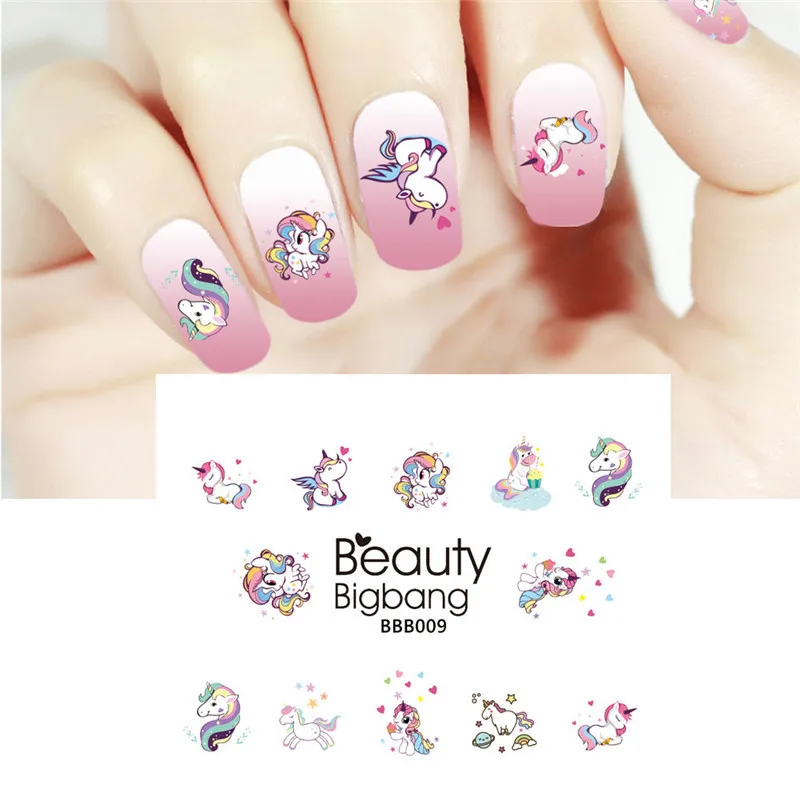 

BeautyBigBang 1 Sheet Nail Stickers Adhesive Nail Art Stickers Nail Tips Decals DIY Transfer Nail Art Slider Wraps Decorations
