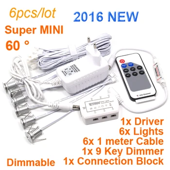 

6pcs/set Remote control AC110-265V 1w Mini dimmable Led Downlight Led Recessed Light spot light free shipping product