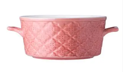 Rose red 1700 мл двойные ручки фарфоровая большая чаша для супа, салата, фруктов, Household LS бытовой молочный/кофейник креативная керамическая посуда - Цвет: Rose red