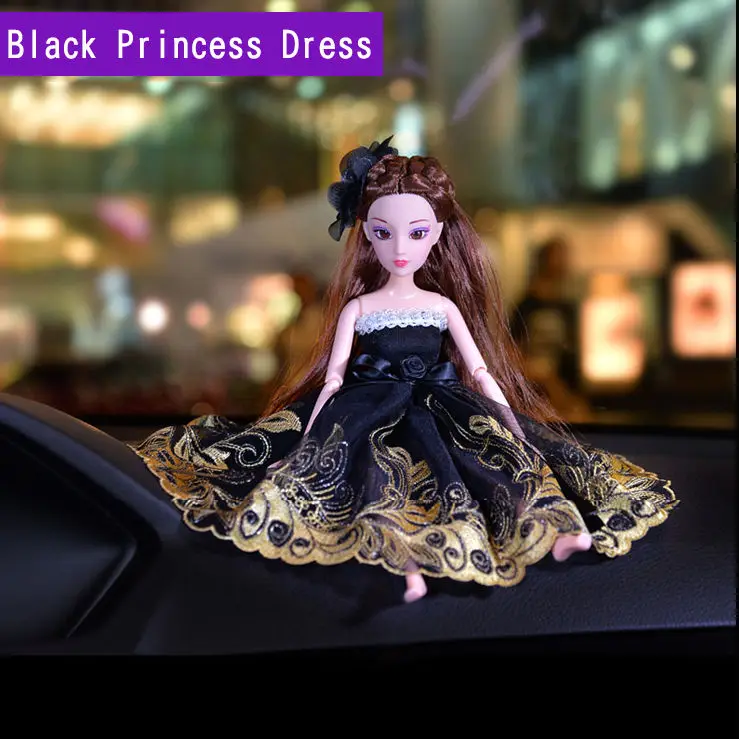 Красивый кукольный автомобиль, свадебное платье, куклы, Игрушечная модель, прекрасный автомобиль, украшения для интерьера, авто украшения, аксессуары для девочек и женщин - Название цвета: Black Princess Dress