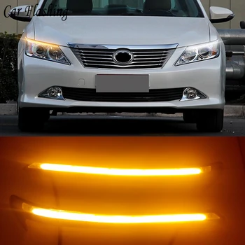 

Car flashing Car Headlight LED Eyebrow Daytime Running Light DRL With Yellow Turn Signal Light For Toyota Camry 2012 2013 2014