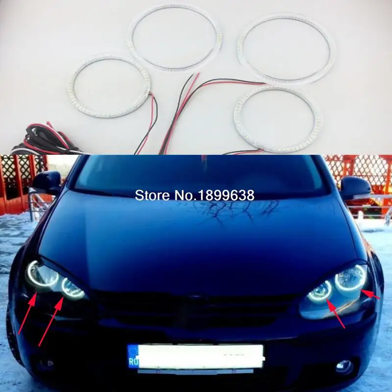 

4pcs/set Super bright 7000K white 3528 smd led angel eyes halo rings car styling For Volkswagen VW Golf 5 V MK5 2003-2009