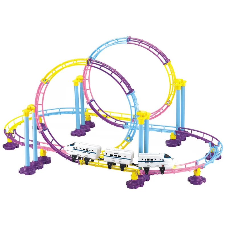 

New Assembly of Electric High-speed Rail Vehicle Puzzle Toy Train Children DIY Puzzle Toy Roller Coaster Compatible Boy Toys