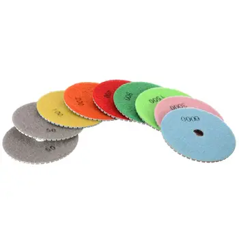 

10pcs 4'' Diamond Polishing Pads Set, M14 Self-Adhesive Holder + 9 Pieces Wet Dry Polishing Pads Kit for Granite Marble and Ston