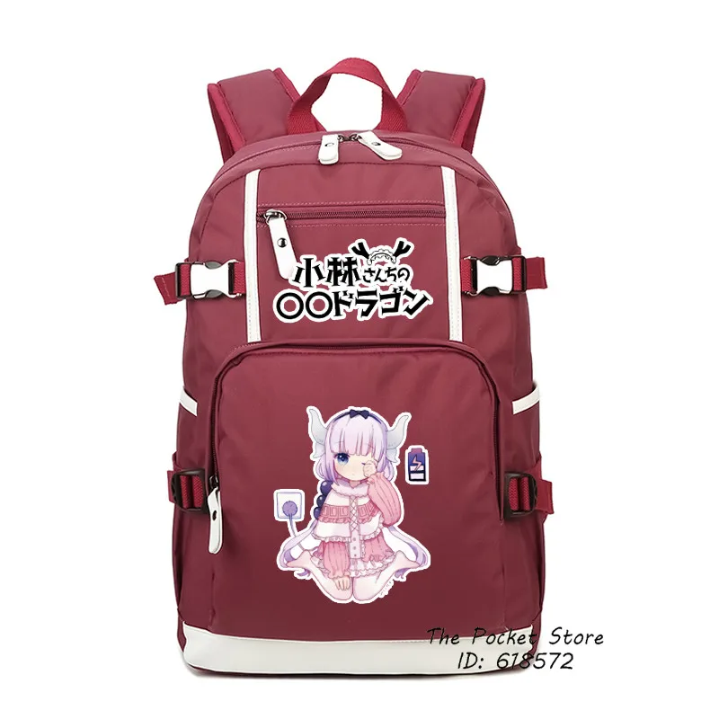 Высокое качество мультфильм Мисс Кобаяши Дракон горничной KannaKamui рюкзак с принтом «Аниме Косплей» школьные сумки холщовый женский рюкзак дорожная сумка - Цвет: 1