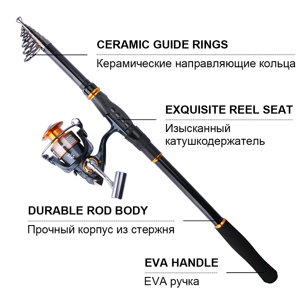 Carbon Fiber Fishing Spinning Rod  Goture Telescopic Spinning Rod