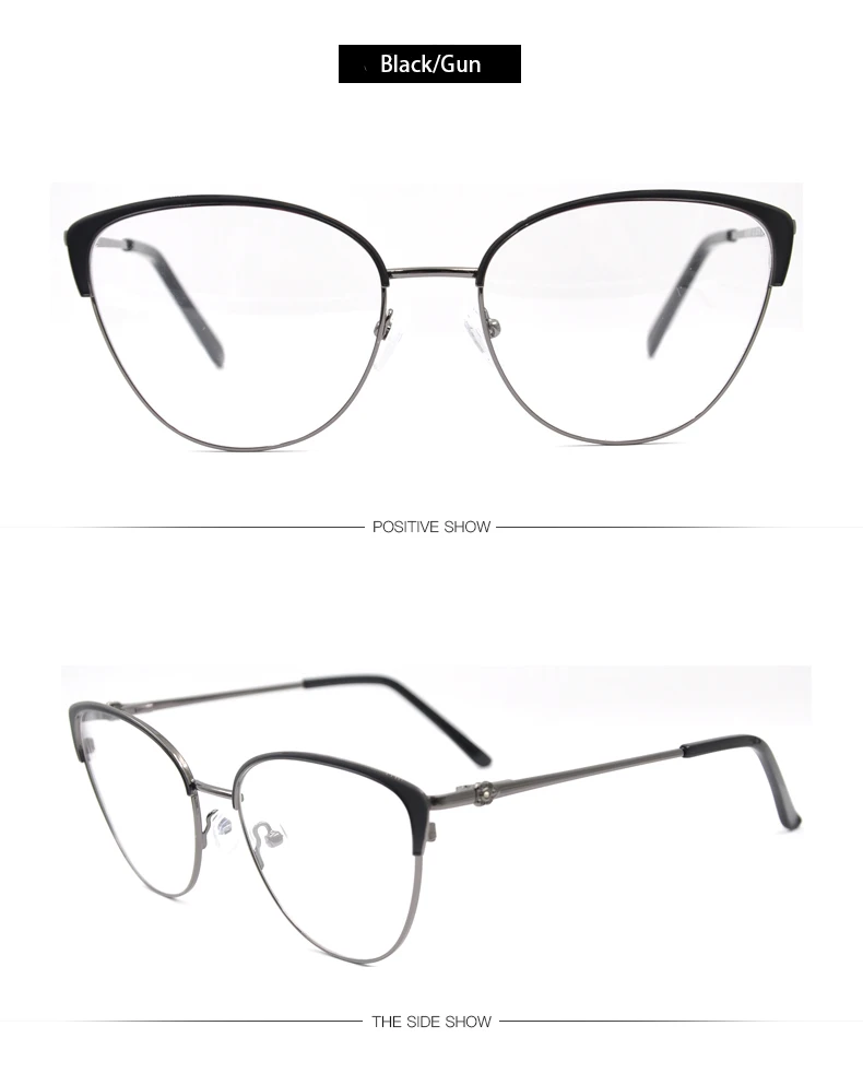 Ladies stylish large frame stainless steel glasses frame retro transparent gold frame eyeglasses