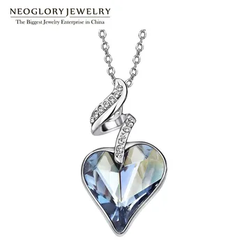 

Neoglory Austrian Crystal Rhinestones Four Color Heart Love Chain Necklaces & Pendants For Women 2020 Gift India Jewelry JS4 HE1