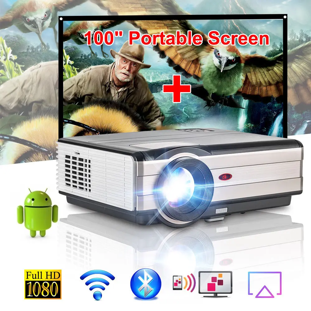 

CAIWEI LED Projector Smart Android WiFi Home Cinema Beamer LCD Full HD Video Proyector Bluetooth 4.0 HDMI USB PC 1280x800