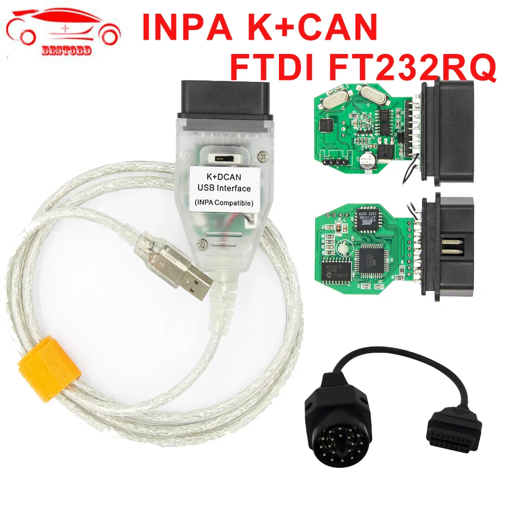 Для BMW INPA K+ CAN FTDI FT232RQ OBD диагностический кабель INPA K DCAN АВТО OBDII OBD2 Диагностический интерфейс USB с 20 контактами для BMW