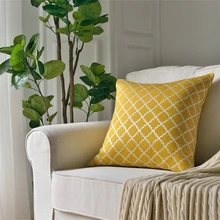 Жаккардовые домашние декоративная подушка для дивана крышка мульти с геометрическим рисунком, купальник с однотонным цветочным наволочка для дивана Гостиная размером 45*45 см наволочка