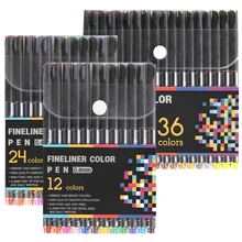 36 V/24/12 Цветов тонко пишущие РУЧКИ Арт возможна тонких линий окраски для эскиза, чертёжный и Письменный блокнот с раскраски Классическая приковывающая взгляд маркеры