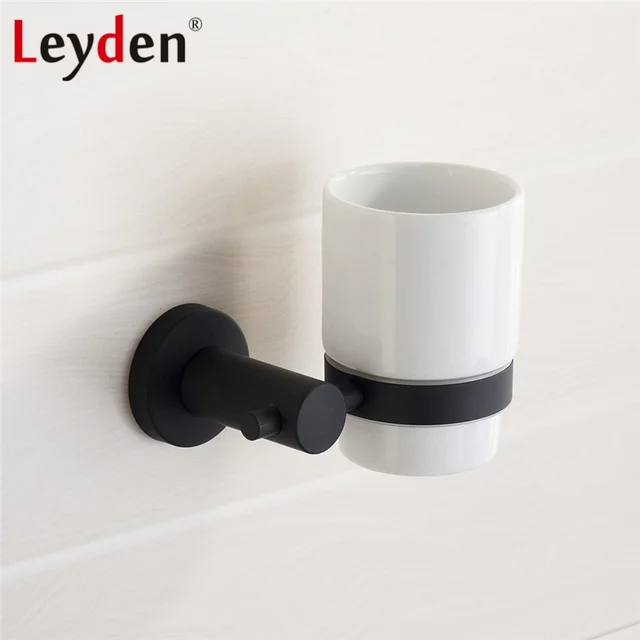 Leyden Sus 304 Stainless Steel Round Tumbler Toothbrush Holder Black Leyden Sus 304 Stainless Steel Round Tumbler Toothbrush Holder Black Wall Mounted Bathroom