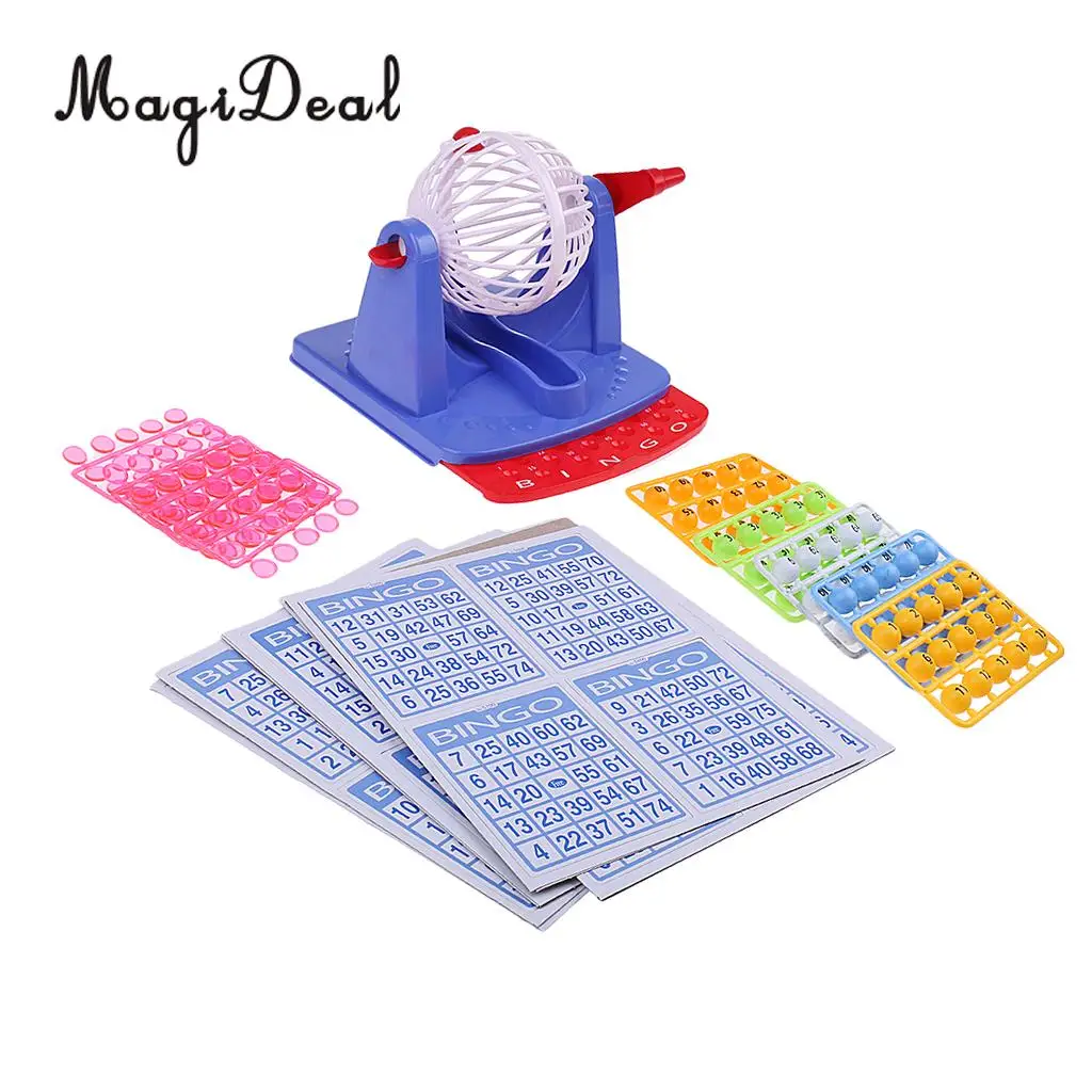 Plastic Bingo Game Set with Cage Card and Balls Full Game for Kids Children Traditional Games