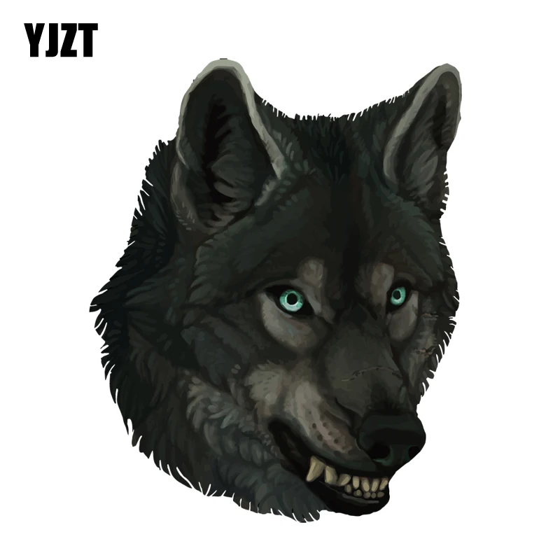 

YJZT 12.3CM*15.4CM Watercolor Hand Drawn Wolf Head Decal PVC Motorcycle Car Sticker 11-00547