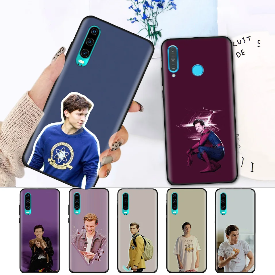 

Black Silicone Cover Case for Huawei P30 P20 P10 Mate 20 10 Lite Pro Nova 4 4E 3E P Smart 2019 Plus Shell Tom Holland