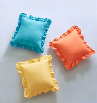

Bed Textile Pillowcase Bedding Cotton Solid Ruffle Pillow Sham Princess Elegant European Sofa Pillow Cover Protector 45*45cm