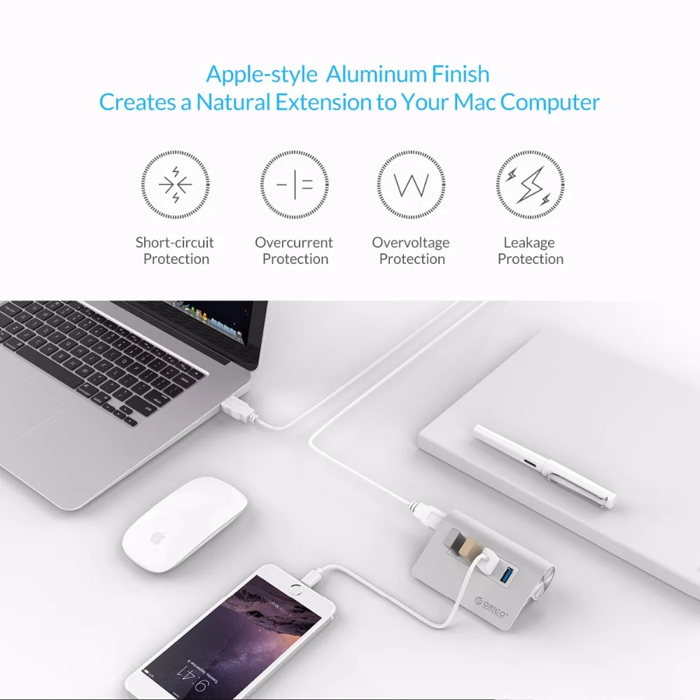 Продажа ORICO новый Mac дизайн мини высокое качество Высокоскоростной Алюминиевый 4 порта font b USB b font 3,0 концентратор (M3H4 V1 SV)