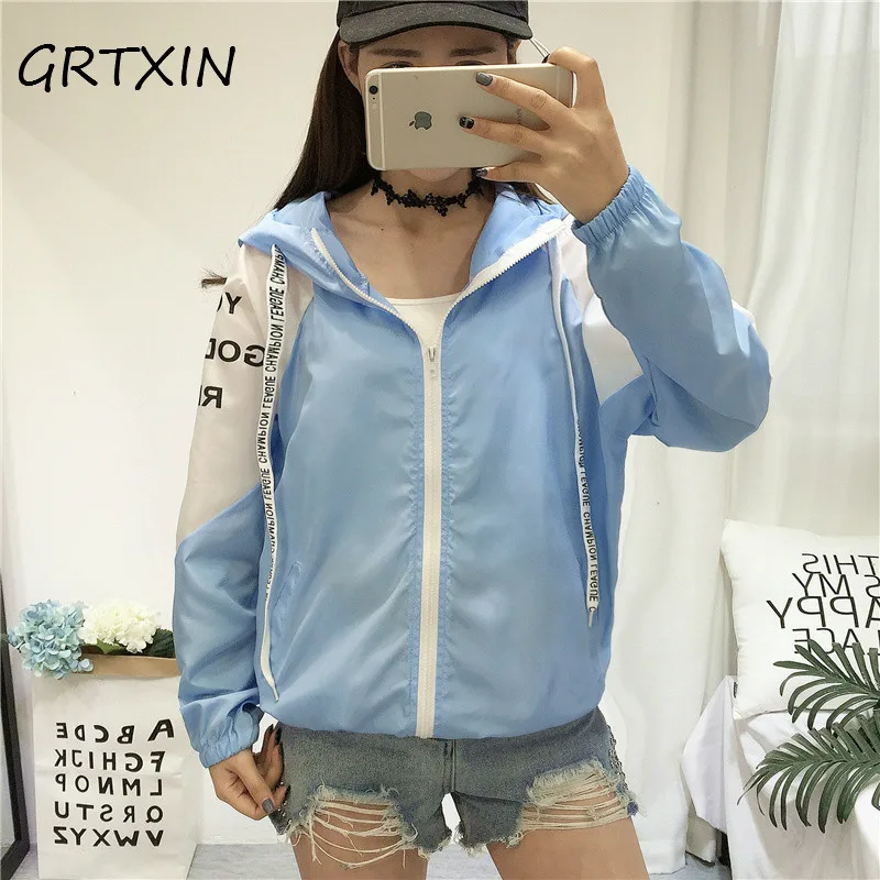 

Jackets Women 2018 New Summer Spring Women's Hooded Female Jacket Fashion O-neck Thin Windbreaker Outwear Women Coat