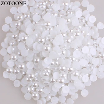 

ZOTOONE Flat Back Resin White Half Pearl Rhinestone Applique Strass Glue On Rhinestones Nail Art Stones For Clothes Decoration E