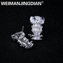 WEIMANJINGDIAN Новое поступление сверкающие белые Позолоченные кубические циркония CZ Кристалл запонка в форме совы серьги для женщин