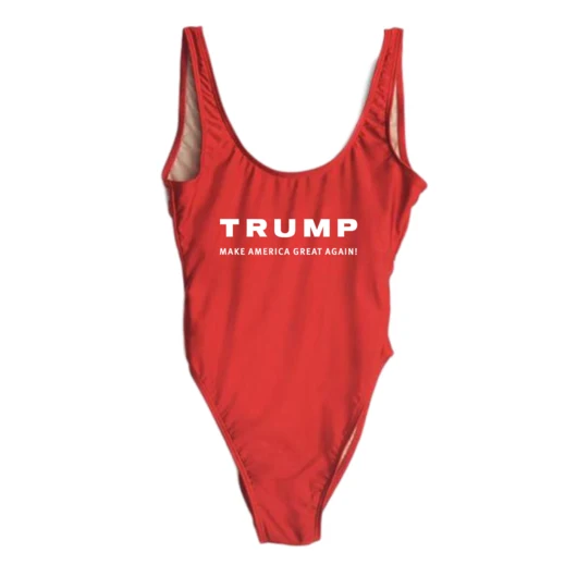 

TRUMP MAGA ONE PIECE swimwear swimsuit bodysuit one piece women fashion slogan young sexy bathing suit beachwear jumpsuit romper
