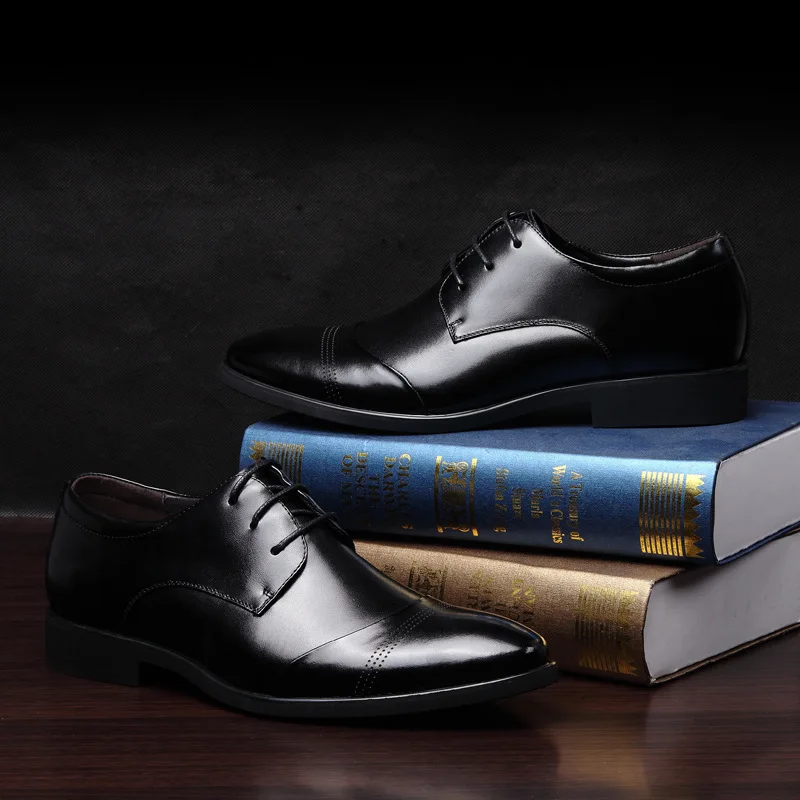 Fashion Mens Business Shoes Black Brown Soft Leather Male Brand Footwear Pointed toe Men's Casual Shoes KA095