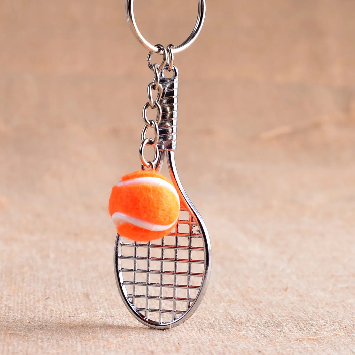 Mini Metal Tennis Racket Souvenir Cute Tenis Racquet Ball Key-chain Sports Key Chain Car Bike Keyring Simulation Gift L770